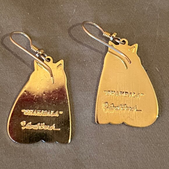 Vintage Laurel Burch "Shambala" Cat Earrings - Picture 3 of 3